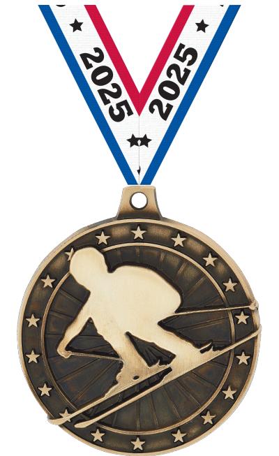 2" 3D SKIING MEDAL GOLD