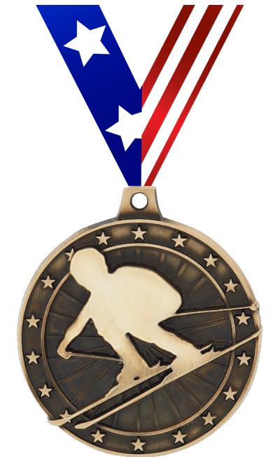 2" 3D SKIING MEDAL GOLD