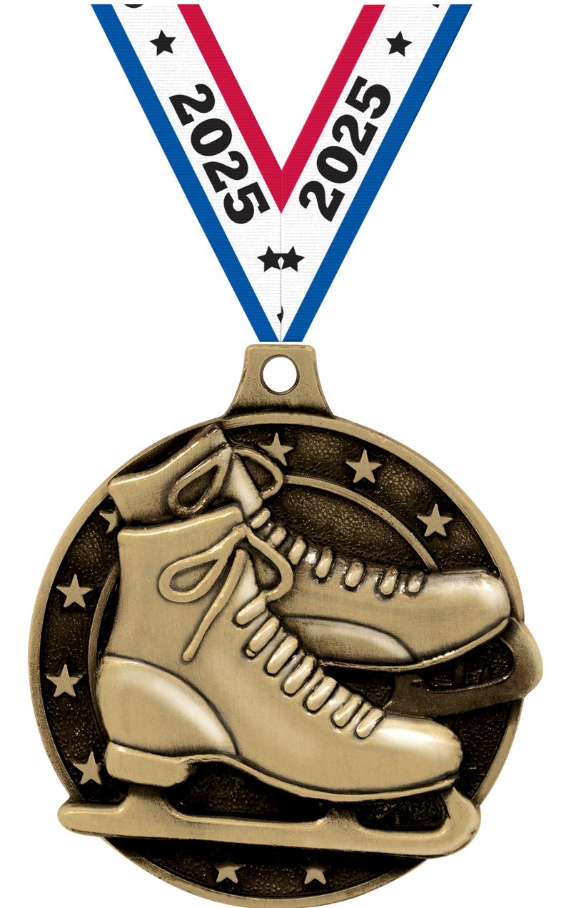 2" 3D ICE SKATES MEDAL GOLD