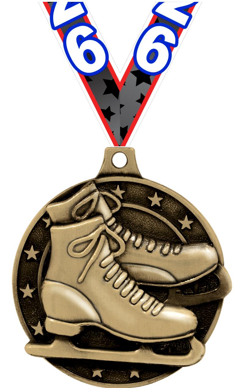 2" 3D ICE SKATES MEDAL GOLD