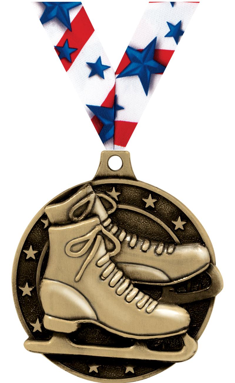2" 3D ICE SKATES MEDAL GOLD
