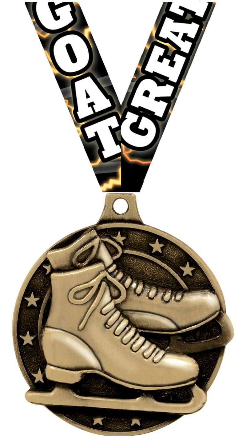 2" 3D ICE SKATES MEDAL GOLD