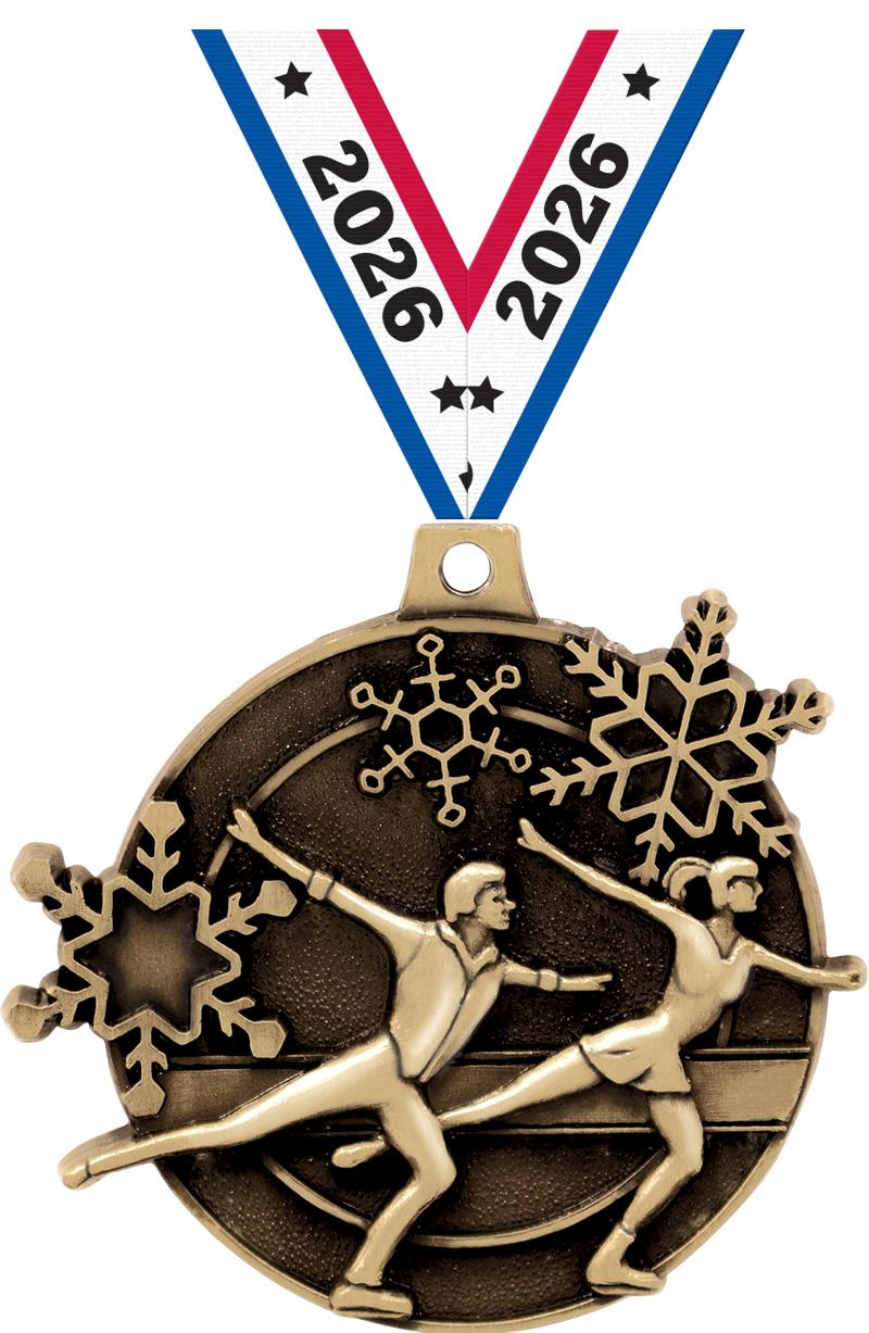 2" 3D SKATE MEDAL GOLD