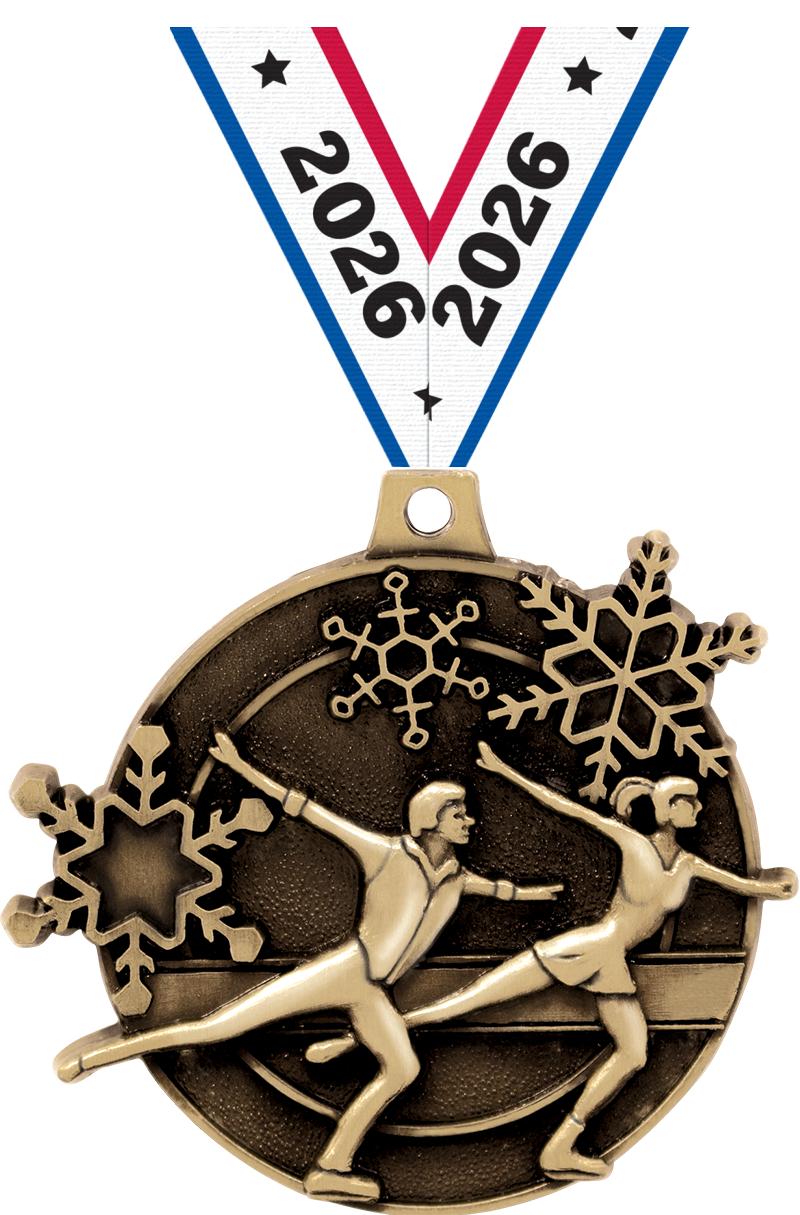 2" 3D SKATE MEDAL GOLD