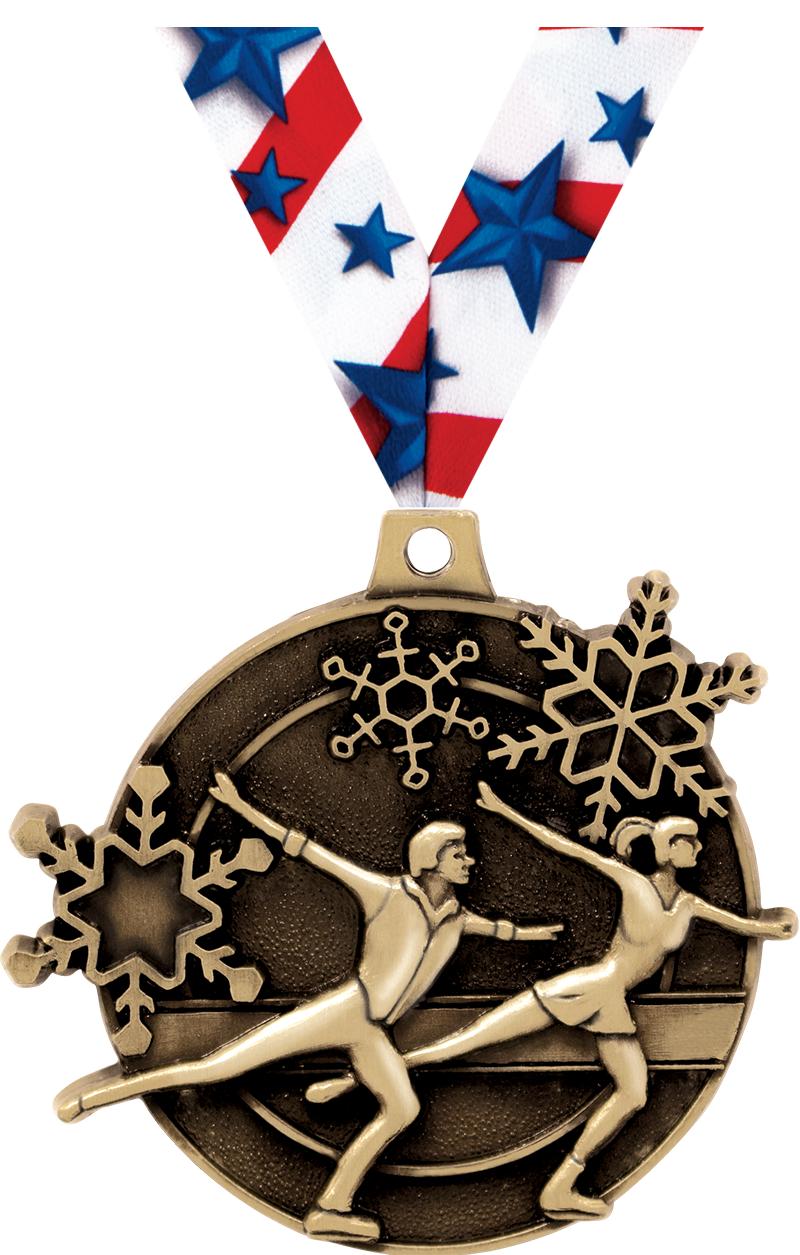 2" 3D SKATE MEDAL GOLD