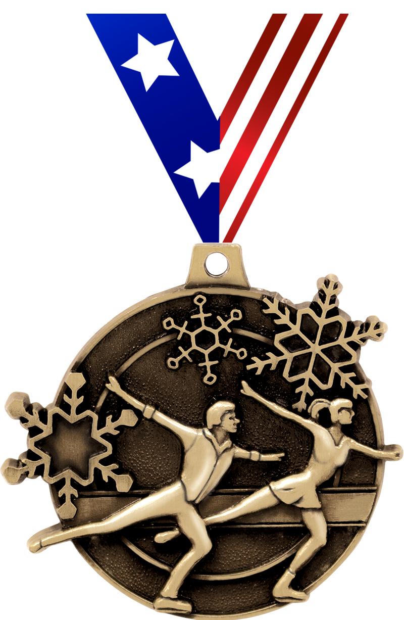 2" 3D SKATE MEDAL GOLD