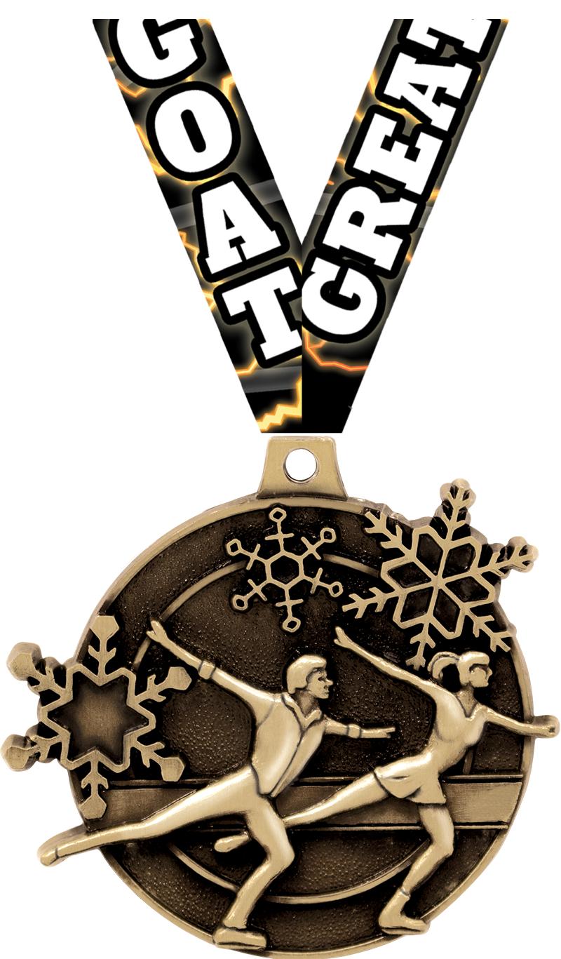 2" 3D SKATE MEDAL GOLD