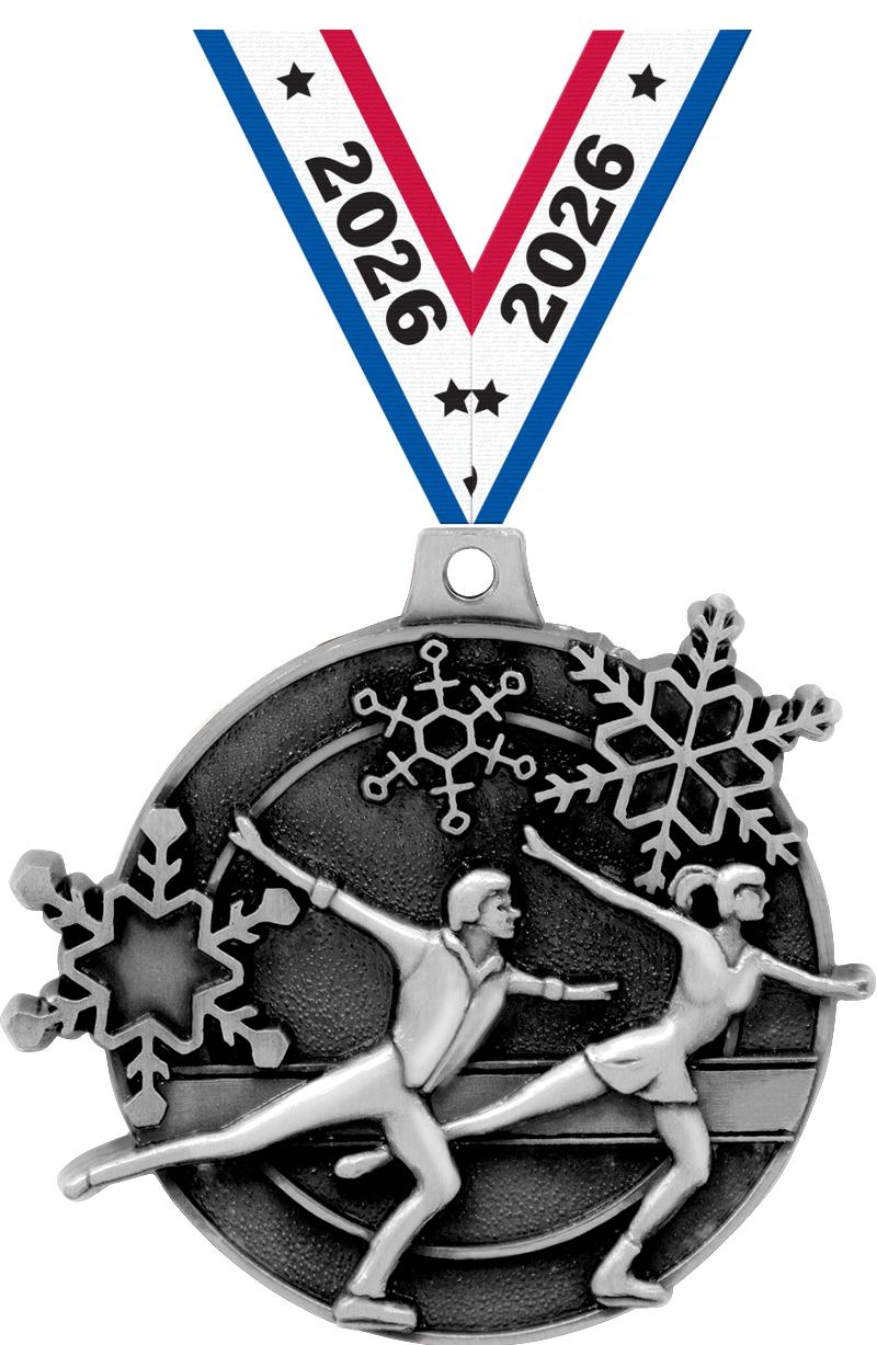 2" 3D SKATE MEDAL SILVER