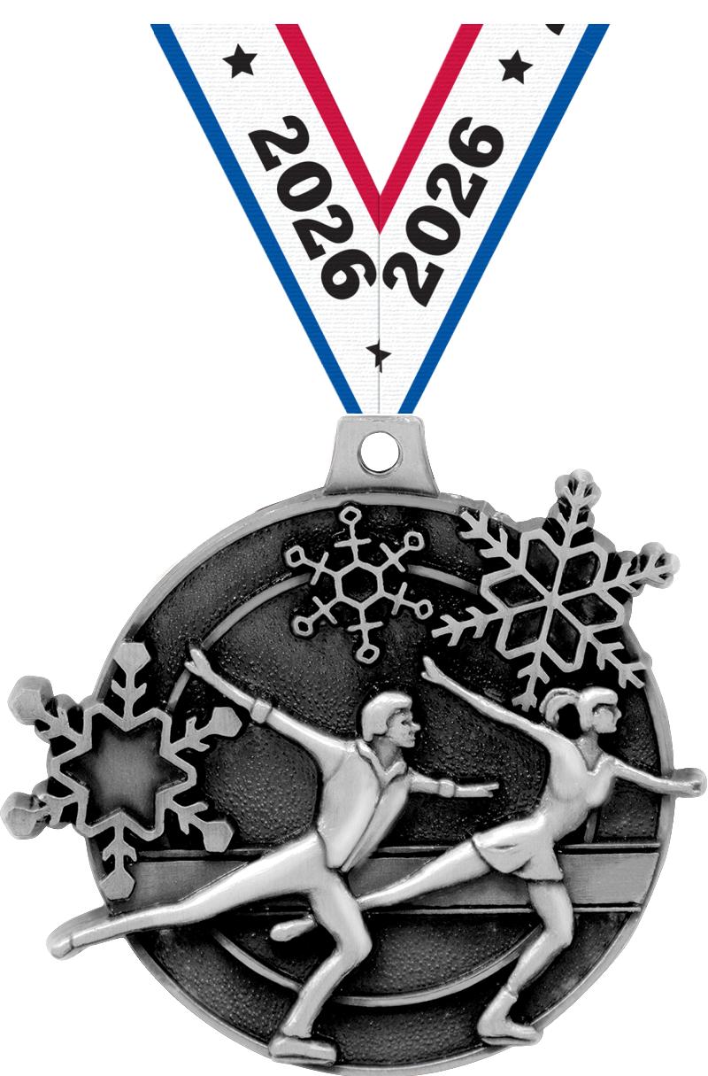2" 3D SKATE MEDAL SILVER