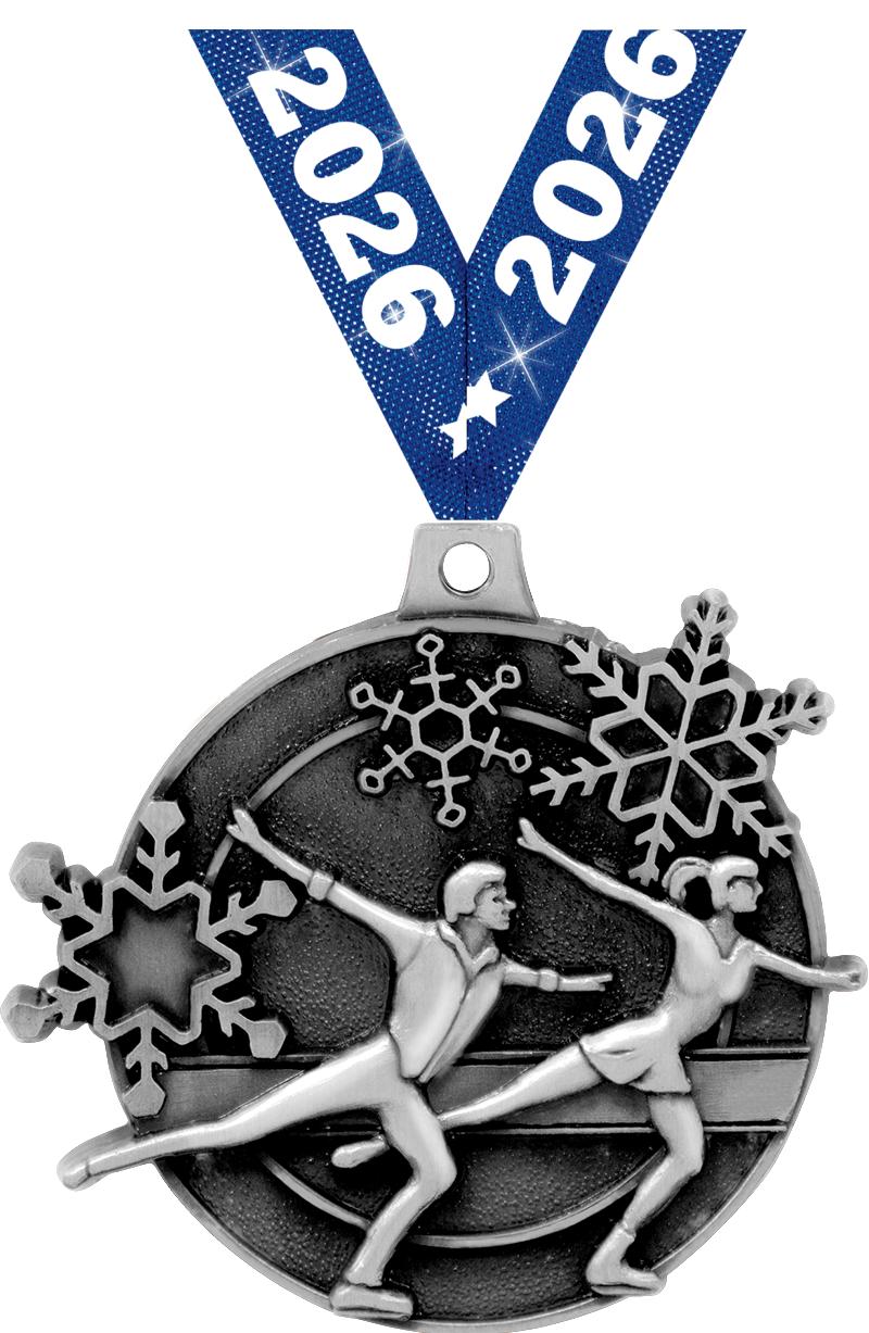 2" 3D SKATE MEDAL SILVER