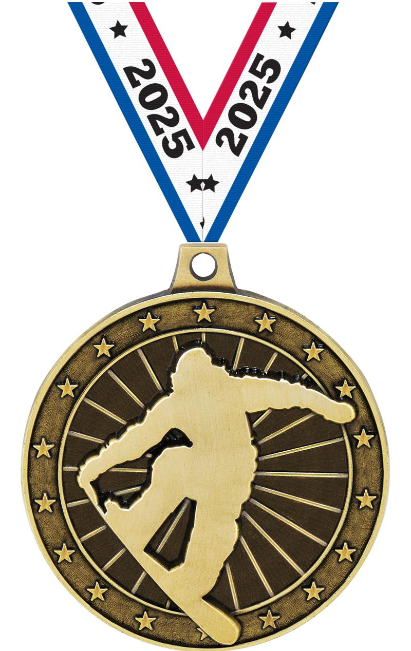 2" 3D SNOWBOARDING MEDAL GOLD