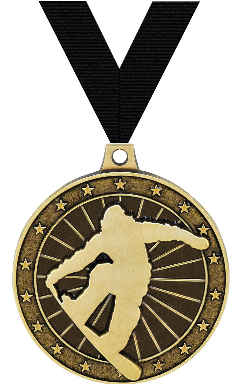 2" 3D SNOWBOARDING MEDAL GOLD