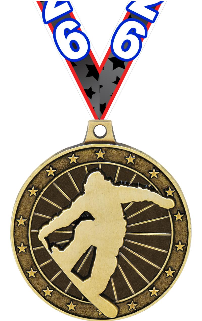 2" 3D SNOWBOARDING MEDAL GOLD