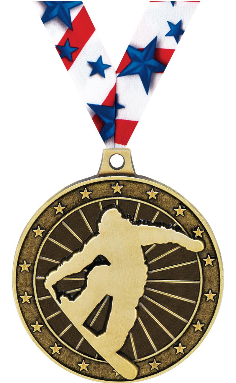 2" 3D SNOWBOARDING MEDAL GOLD