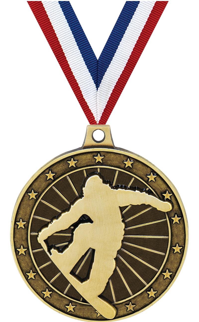 2" 3D SNOWBOARDING MEDAL GOLD