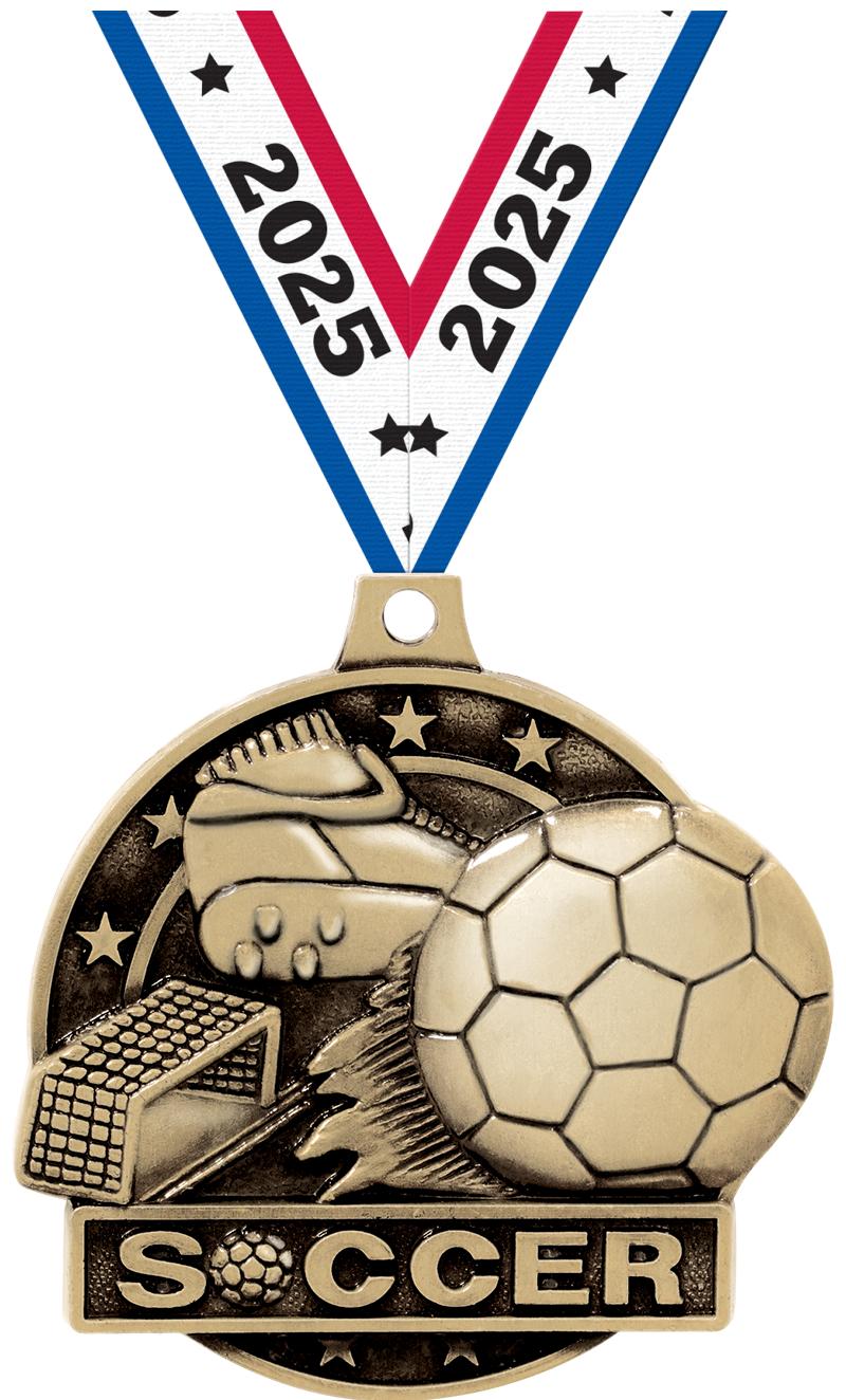 2" 3D SOCCER MEDAL GOLD