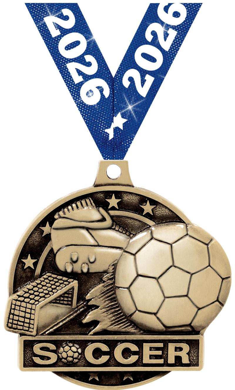 2" 3D SOCCER MEDAL GOLD