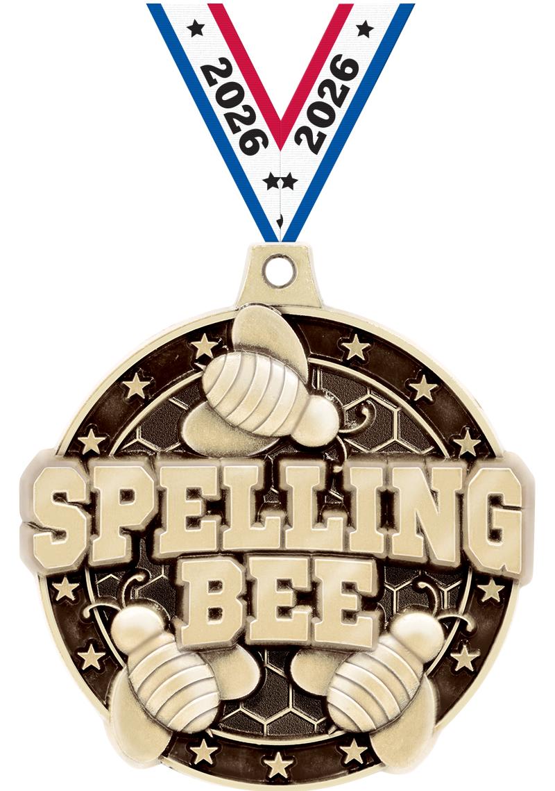 2"3D SPELLING BEE MEDAL GOLD