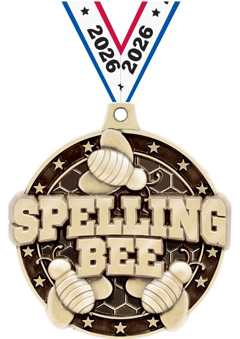 2"3D SPELLING BEE MEDAL GOLD