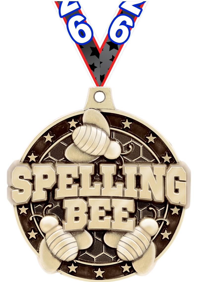 2"3D SPELLING BEE MEDAL GOLD