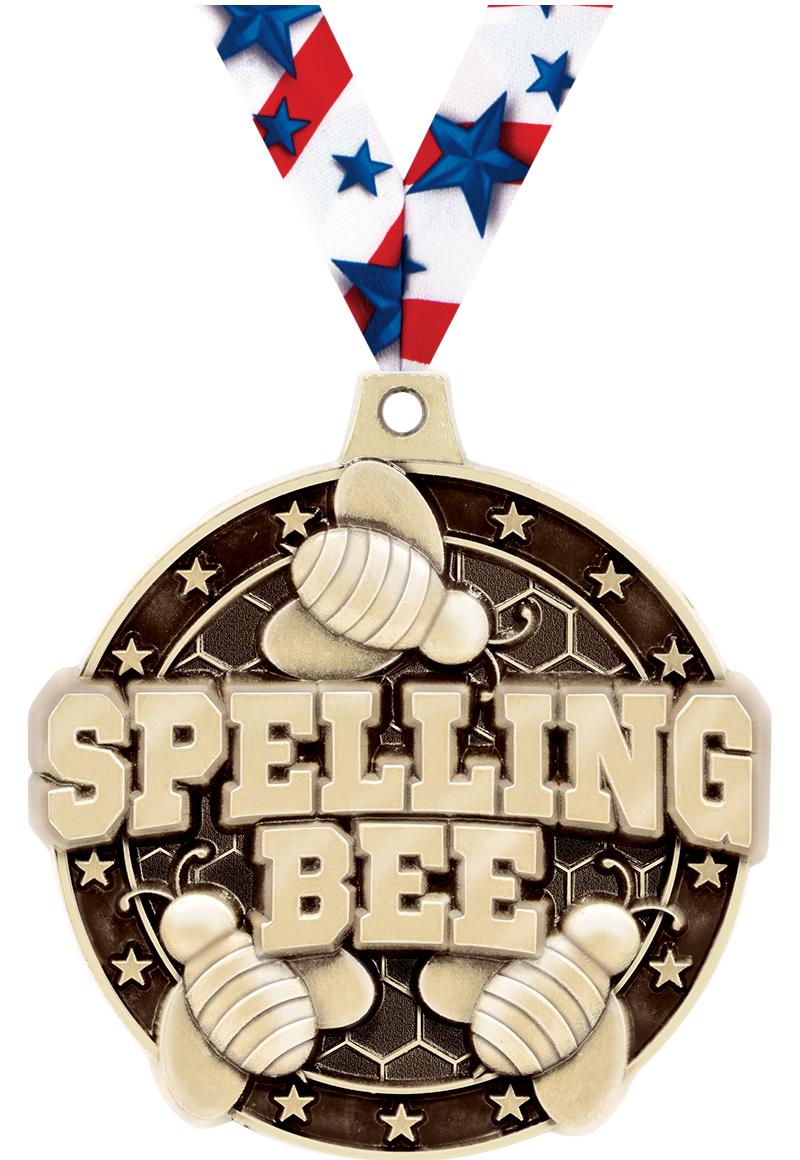 2"3D SPELLING BEE MEDAL GOLD