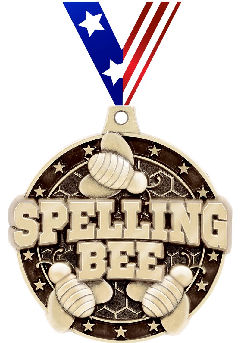 2"3D SPELLING BEE MEDAL GOLD