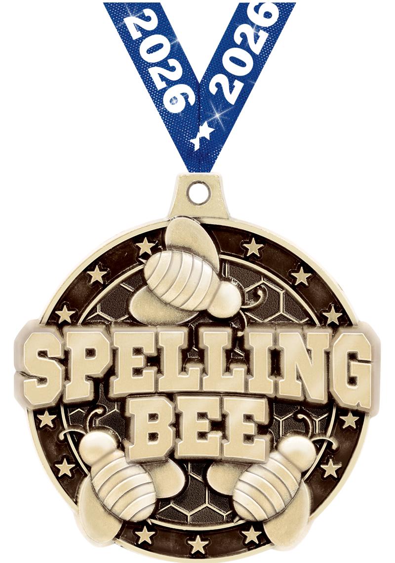 2"3D SPELLING BEE MEDAL GOLD