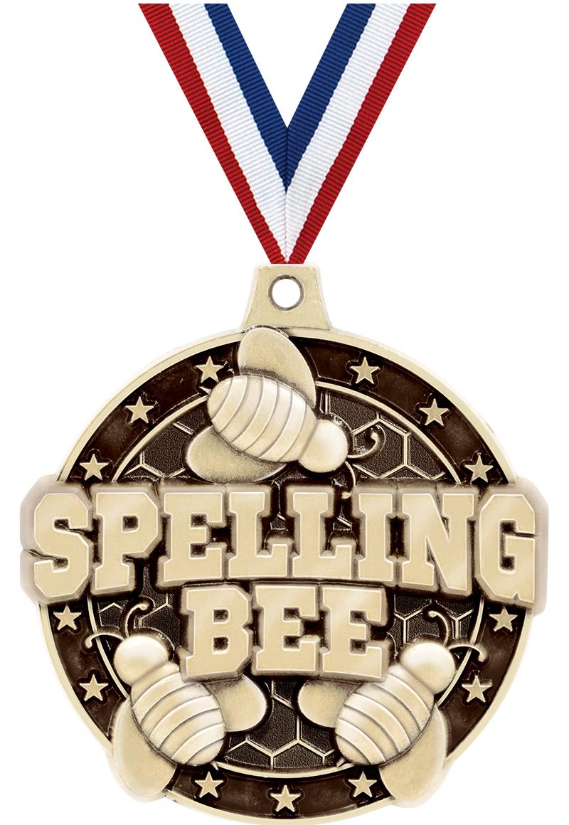 2"3D SPELLING BEE MEDAL GOLD