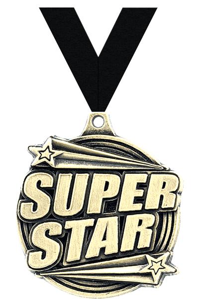 2" 3D SUPER STAR MEDAL GOLD