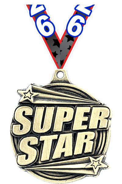 2" 3D SUPER STAR MEDAL GOLD