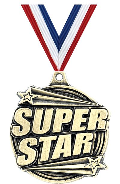 2" 3D SUPER STAR MEDAL GOLD