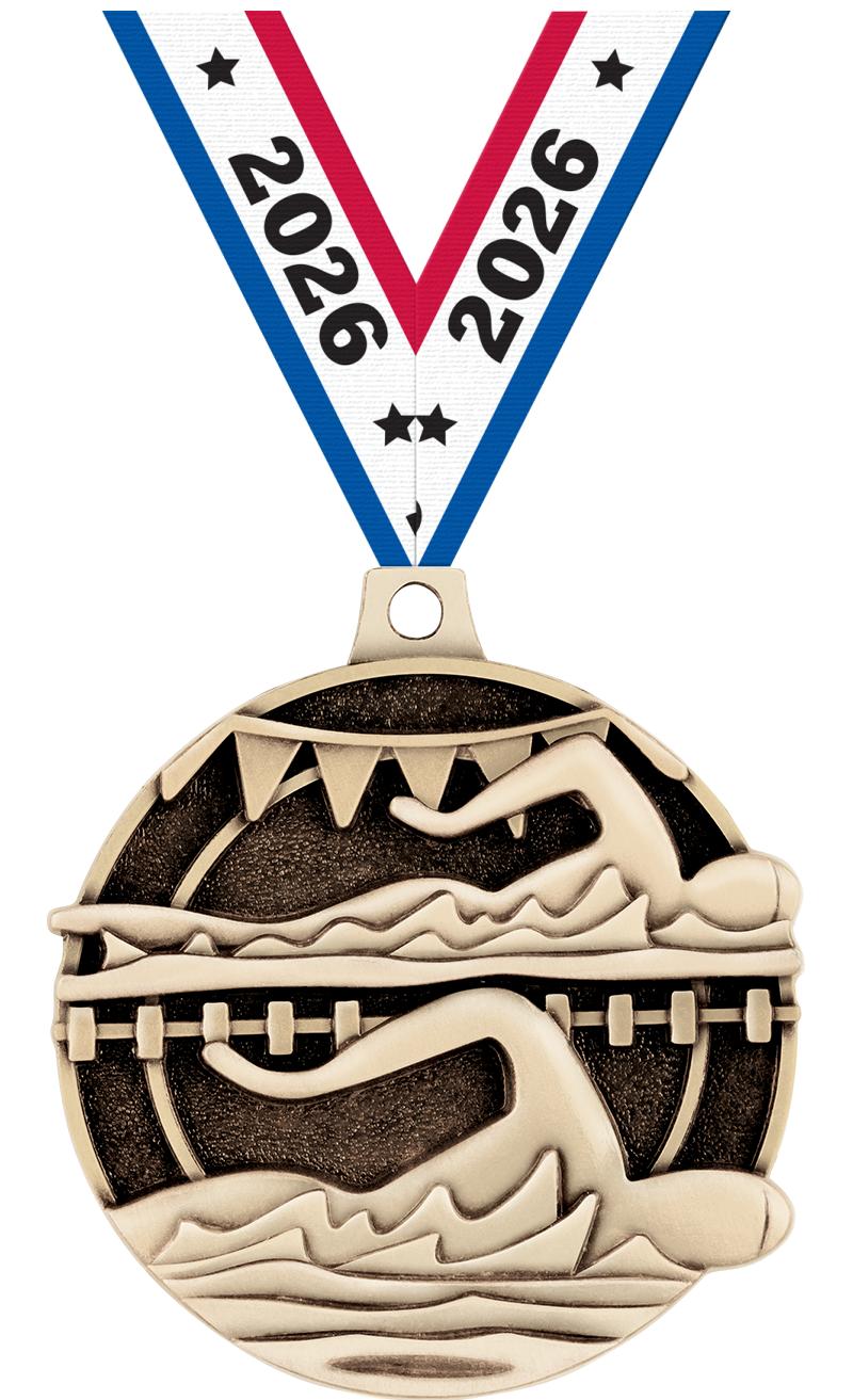 2" 3D SWIMMERS MEDAL GOLD