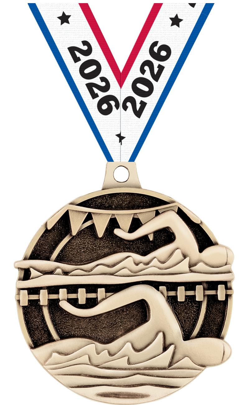 2" 3D SWIMMERS MEDAL GOLD