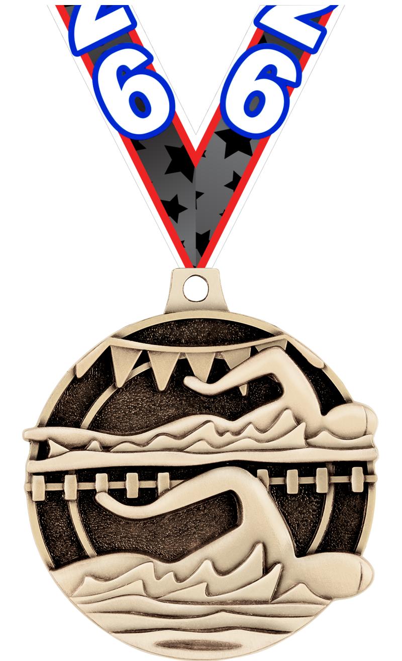 2" 3D SWIMMERS MEDAL GOLD