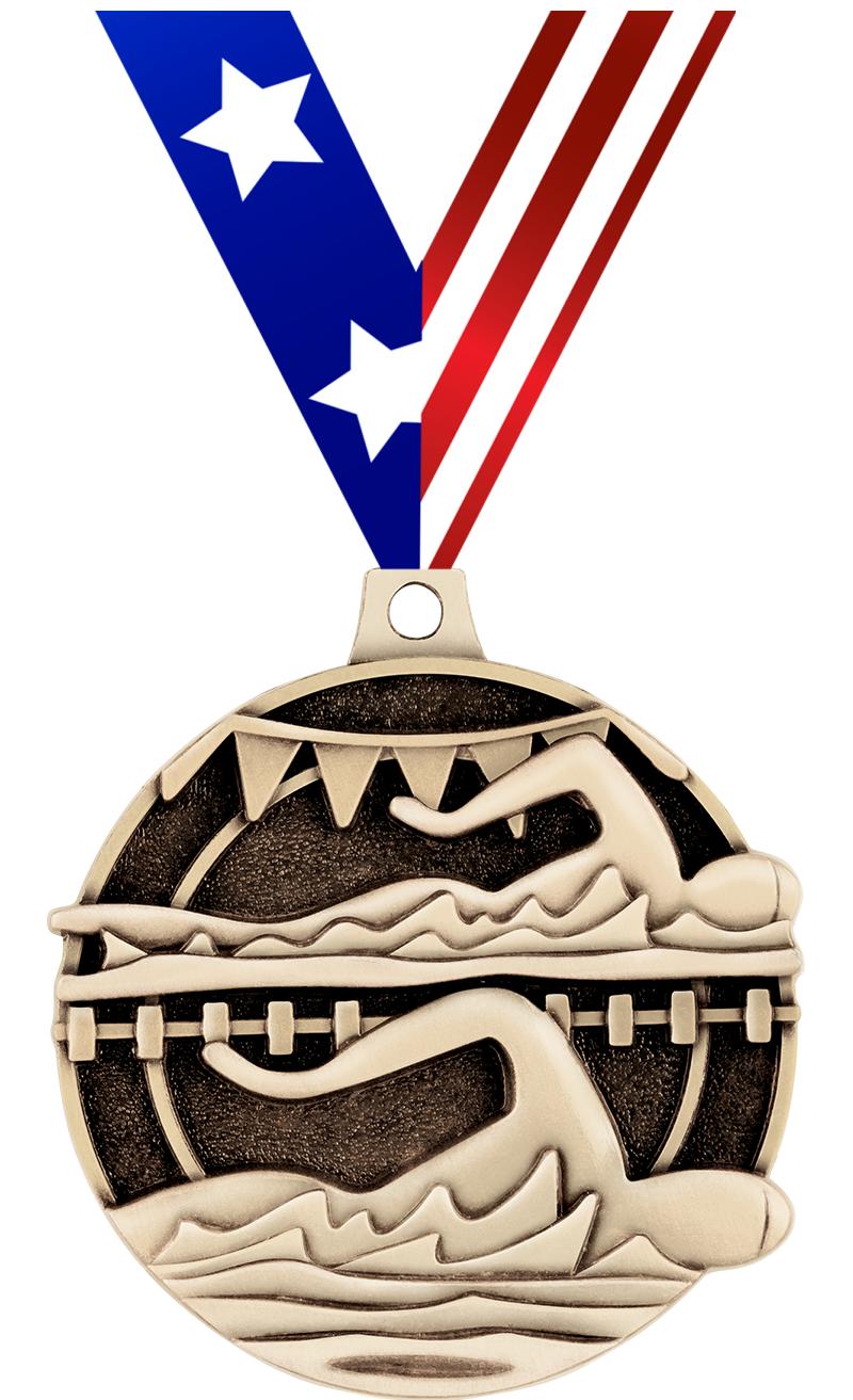 2" 3D SWIMMERS MEDAL GOLD