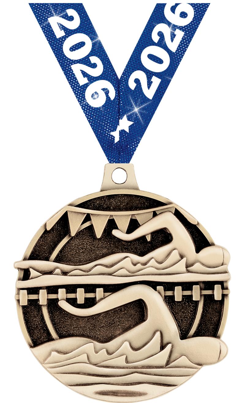 2" 3D SWIMMERS MEDAL GOLD