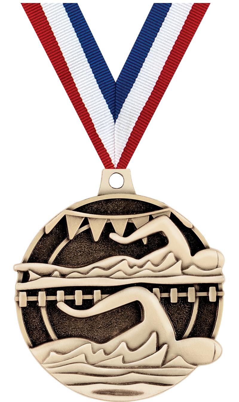 2" 3D SWIMMERS MEDAL GOLD