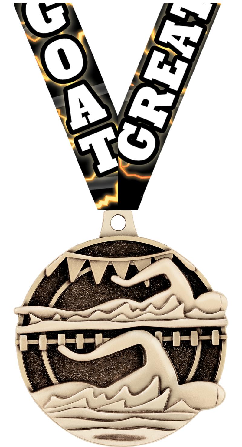 2" 3D SWIMMERS MEDAL GOLD