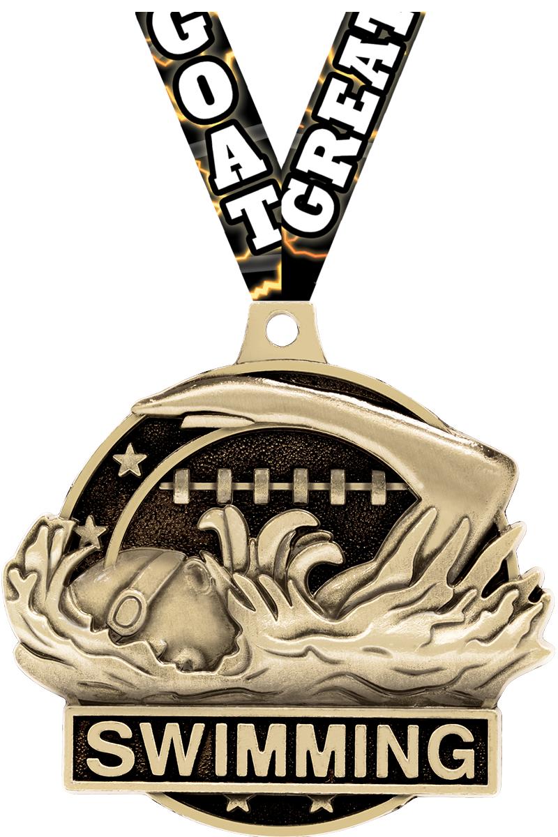 2" 3D SWIMMING MEDAL GOLD