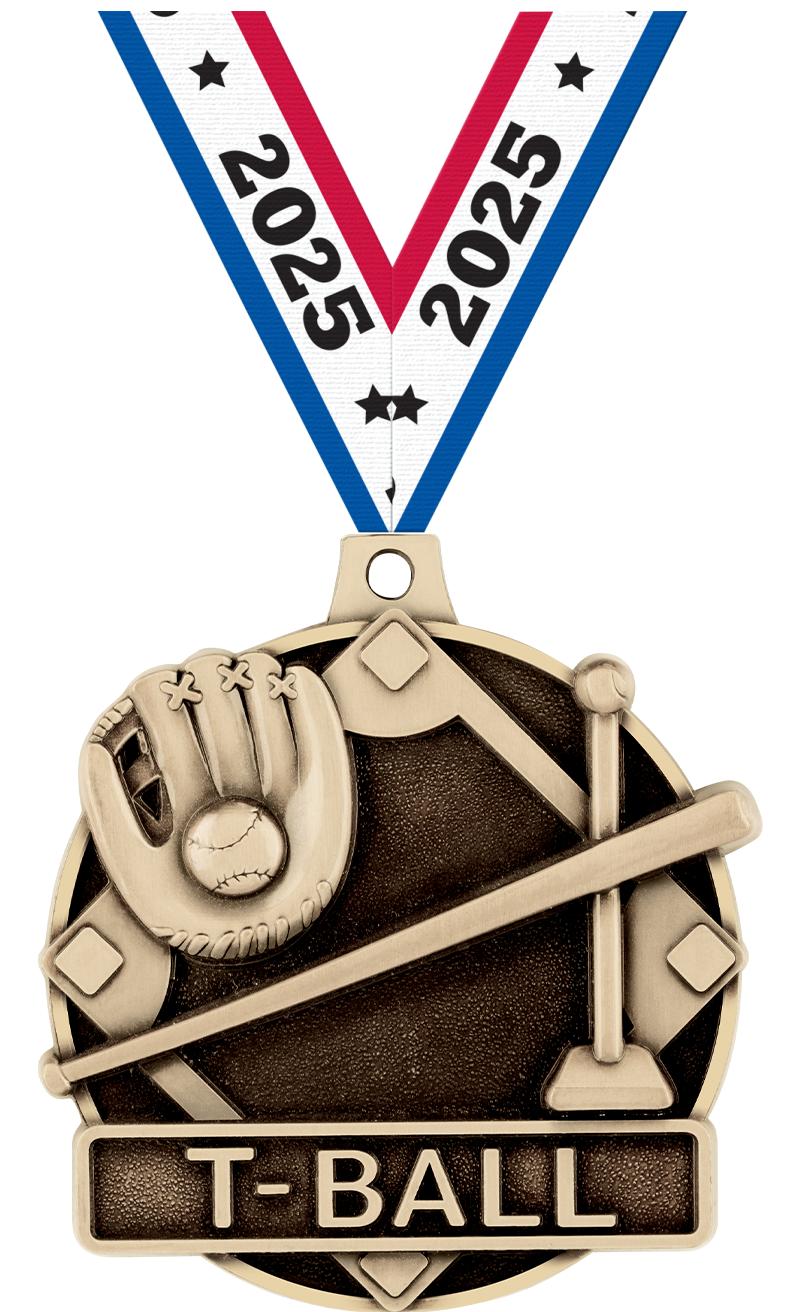 2" 3D T-BALL MEDAL GOLD