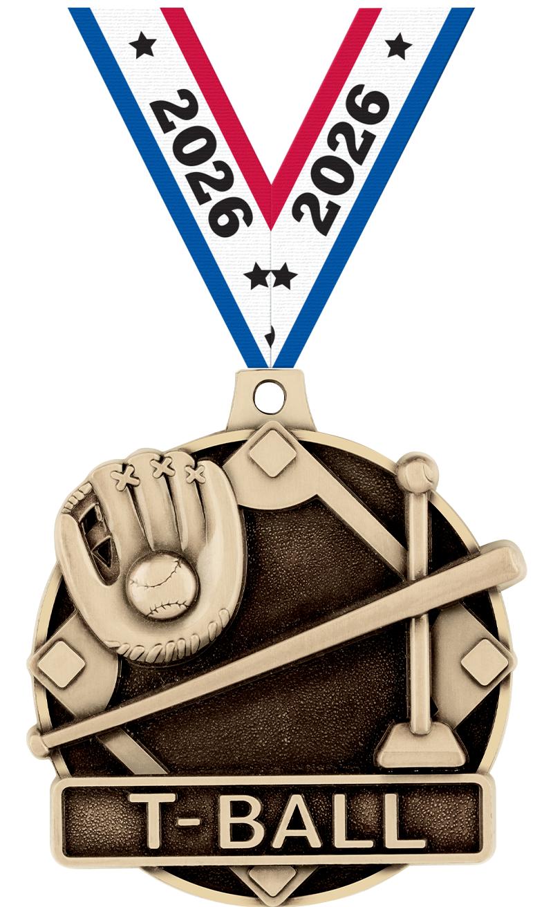 2" 3D T-BALL MEDAL GOLD