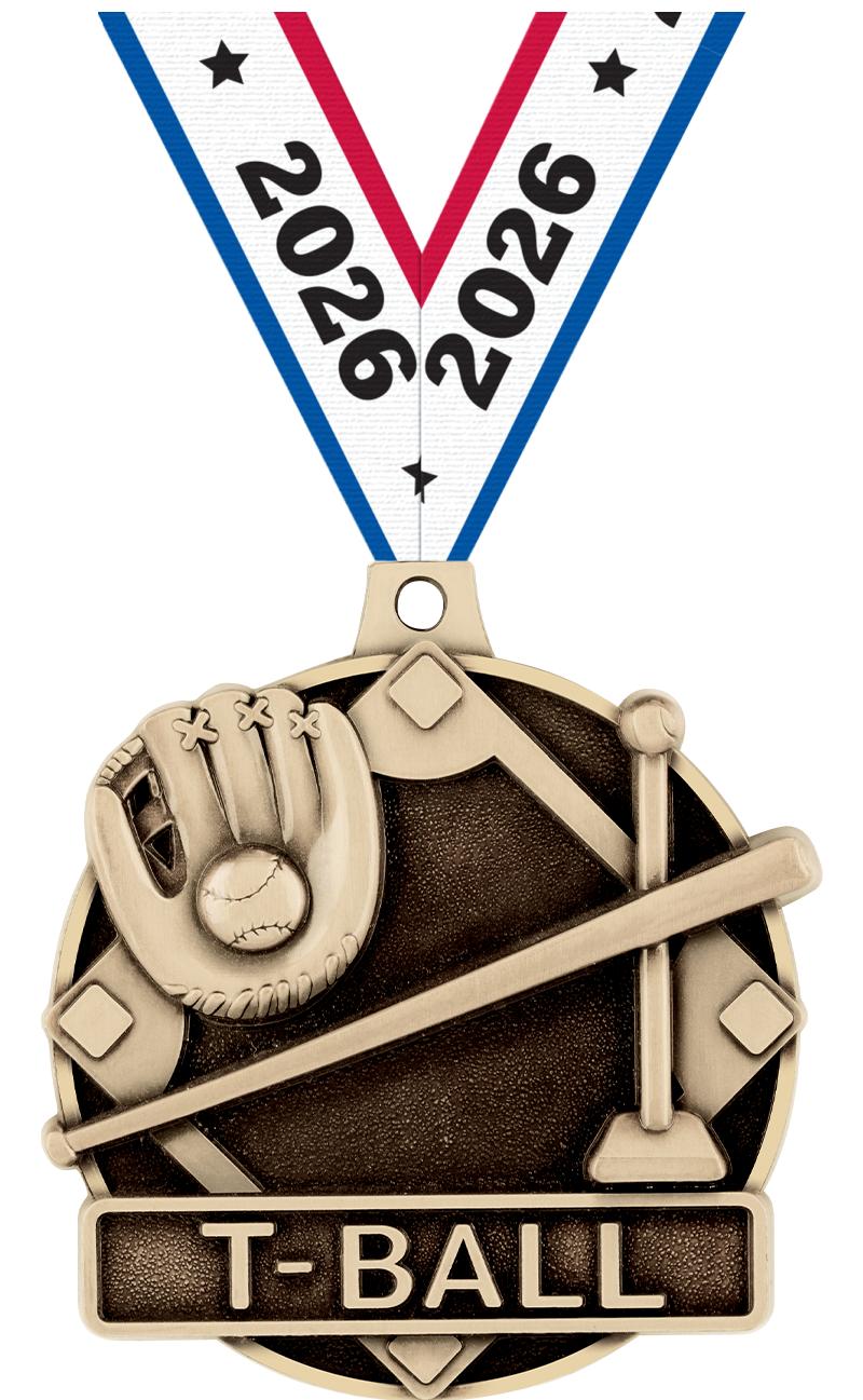 2" 3D T-BALL MEDAL GOLD