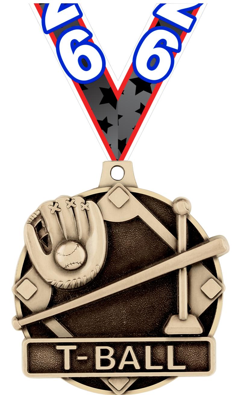 2" 3D T-BALL MEDAL GOLD