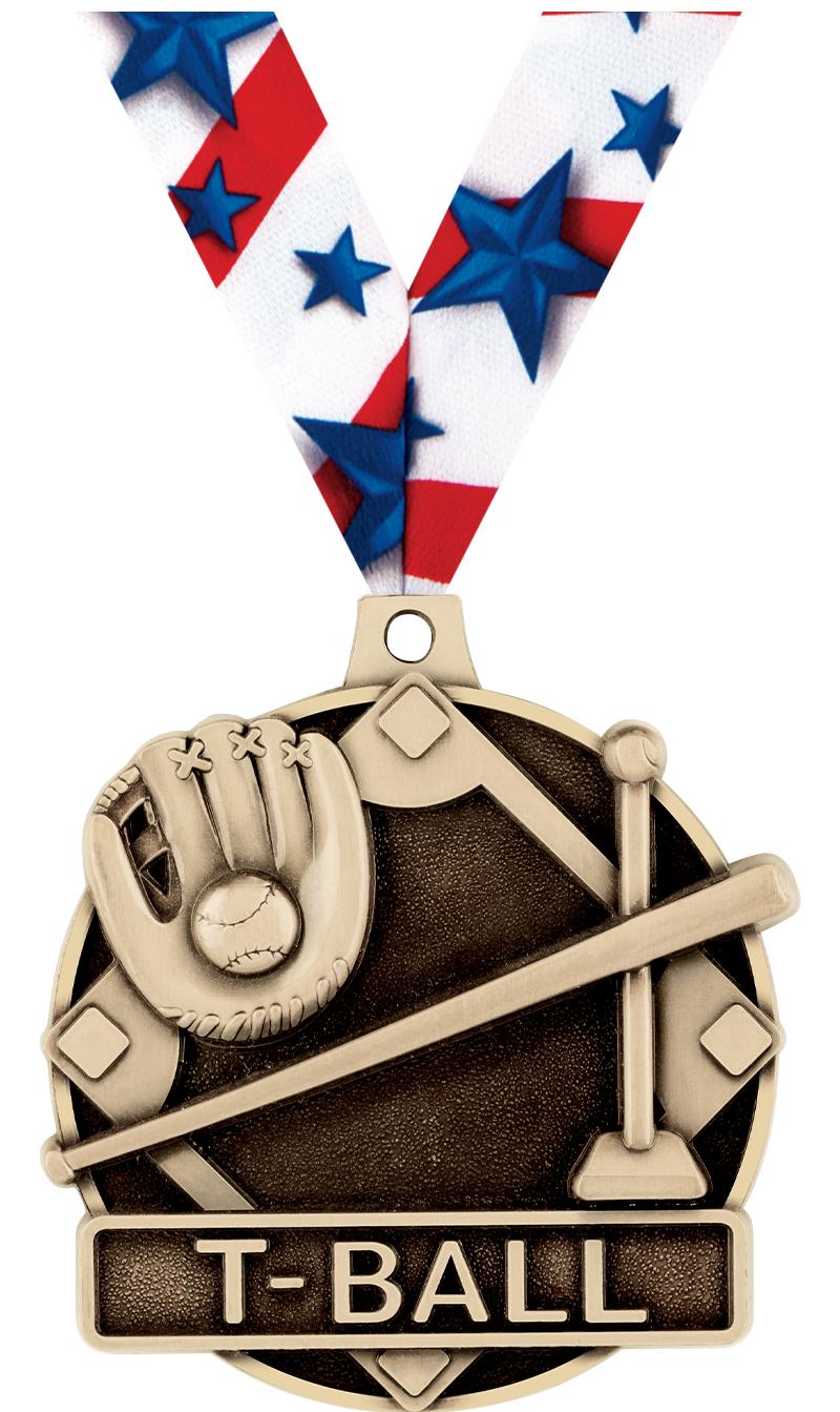 2" 3D T-BALL MEDAL GOLD
