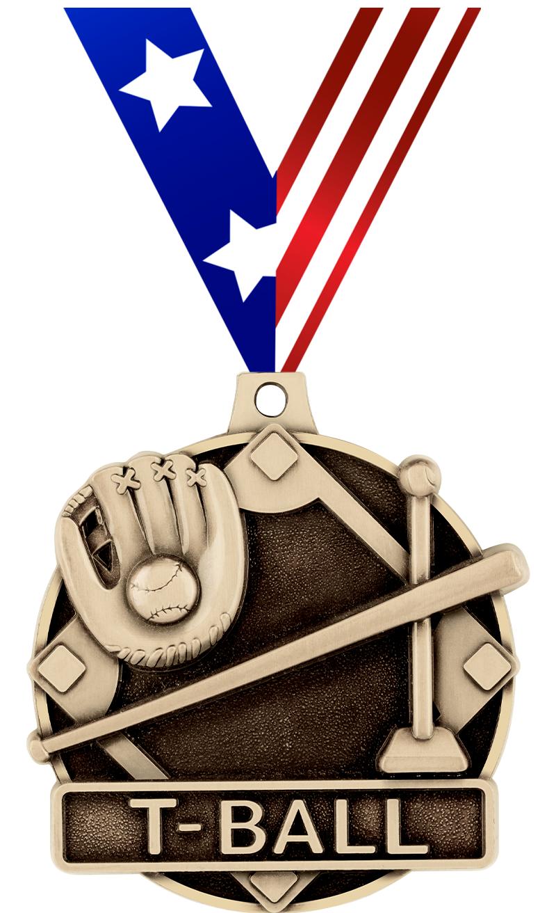 2" 3D T-BALL MEDAL GOLD
