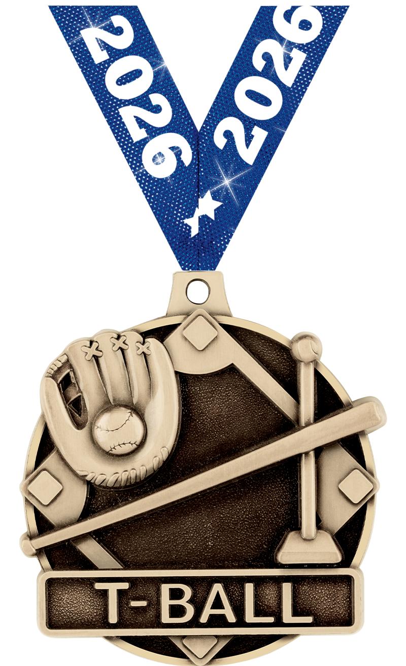 2" 3D T-BALL MEDAL GOLD