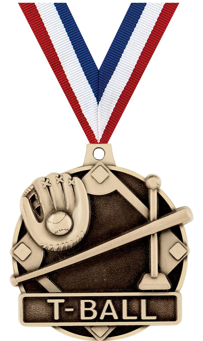 2" 3D T-BALL MEDAL GOLD
