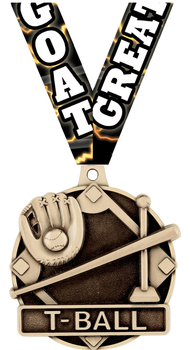 2" 3D T-BALL MEDAL GOLD