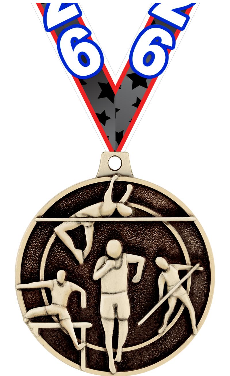 2" 3D TRACK & FIELD MEDAL GOLD