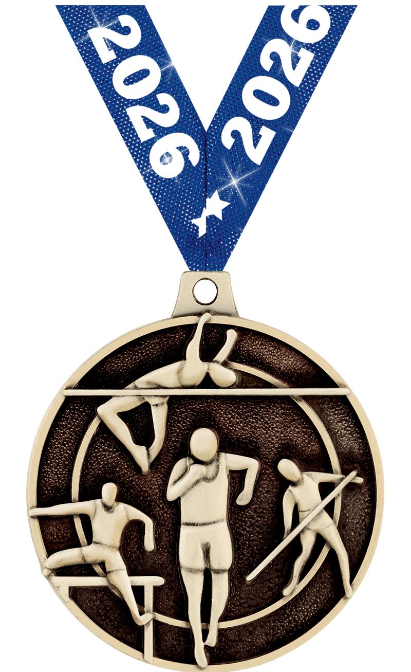 2" 3D TRACK & FIELD MEDAL GOLD